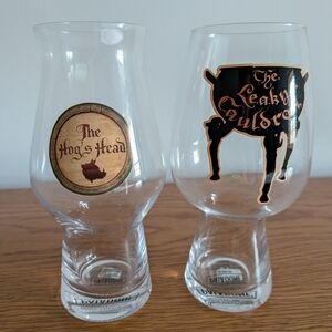 Harry Potter Leaky Cauldron Hogs Head Clear Glass Set with Emblem Designs